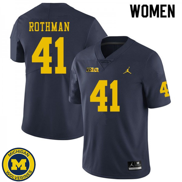 Women's Michigan Wolverines #41 Quinn Rothman Navy Official Game Jersey